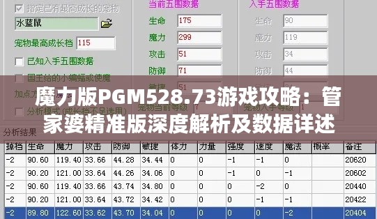 魔力版PGM528.73游戏攻略:管家婆精准版深度解析及数据详述
