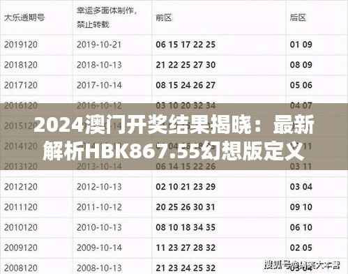 2024澳门开奖结果揭晓:最新解析HBK867.55幻想版定义