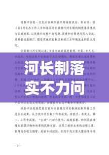 河长制落实不力问题深刻反思,检讨与改进之路
